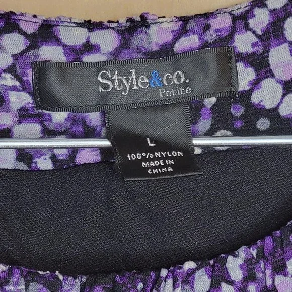 Style & Co Purple Multicolor Spotted Design Blouse Women Size L - Picture 3 of 8